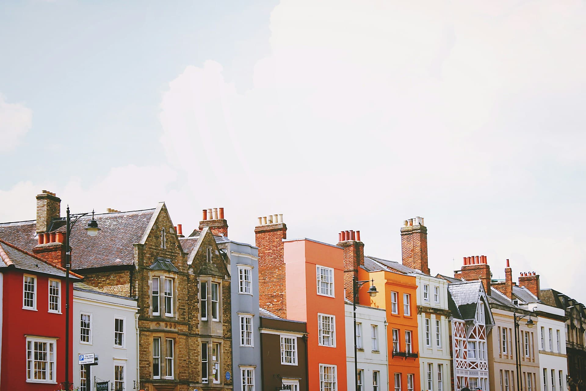 A street of coloured residential houses in the United Kingdom